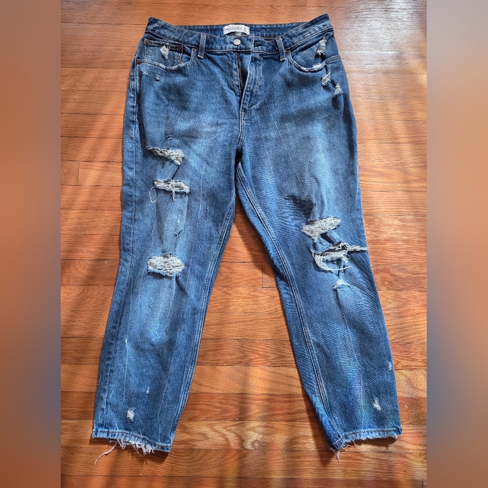 Abercrombie & Fitch Ripped Blue Boyfriend Jeans